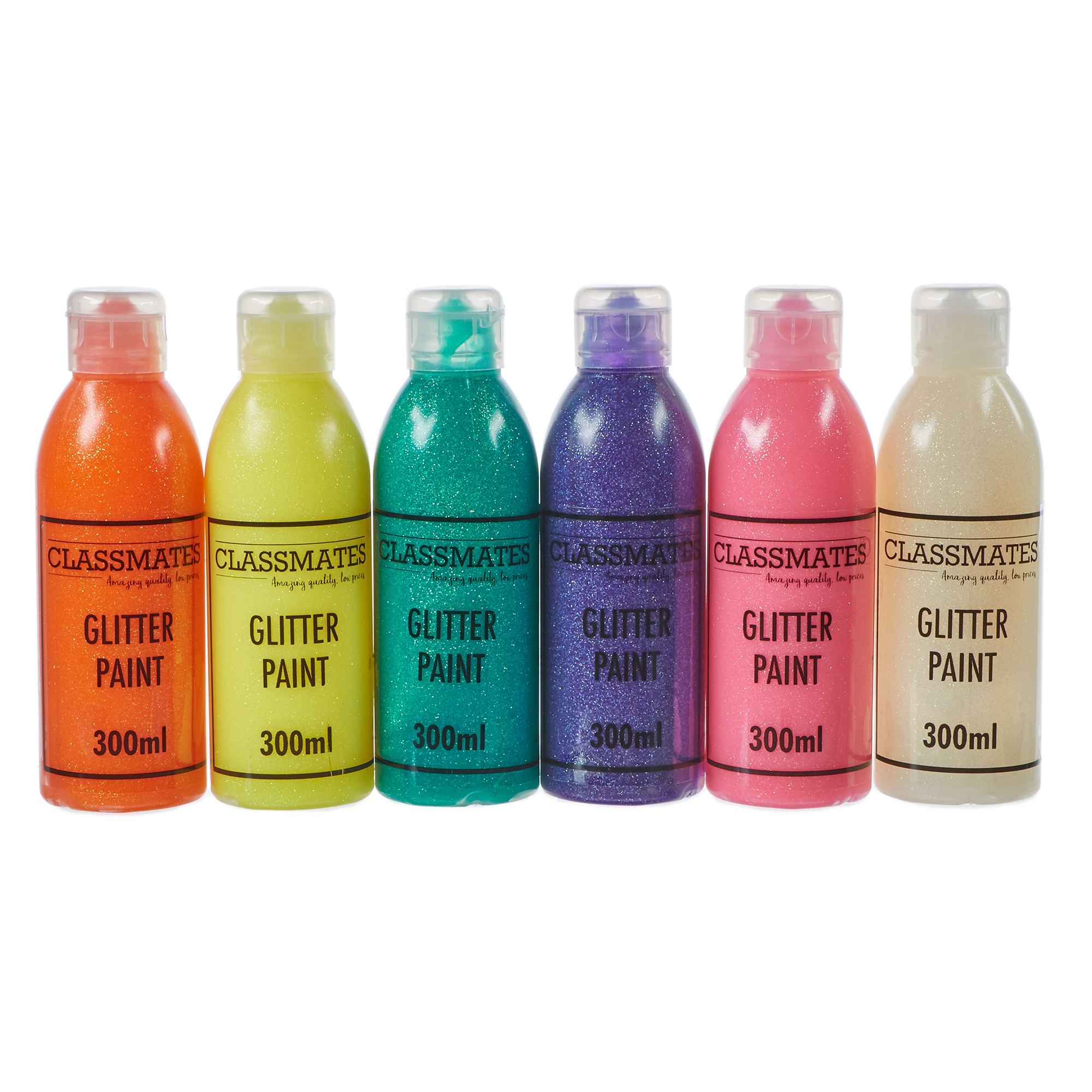 Classmates Glitter Ready Mixed Paint in Seasonal - Pack of 6 - 300ml Bottle